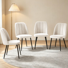 (CREAM WHITE, 4pcs) 2/4/6pcs Velvet Dining Chairs Sturdy Metal Legs