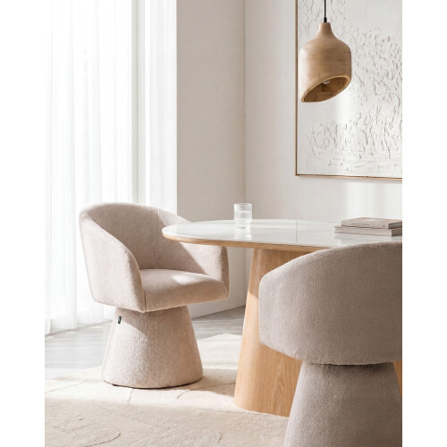 Beliani Dining Chair Swivel RYGGA Fabric Light Beige 1