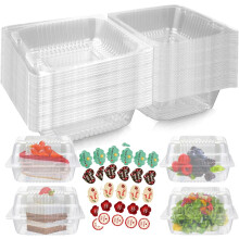 50PCS Boxes Individual for Cake Slice Portions, 5.5 Inch Clear Boxes for Food, Use for Large Muffin, Salad, Cheese, Suitable for Home Baking