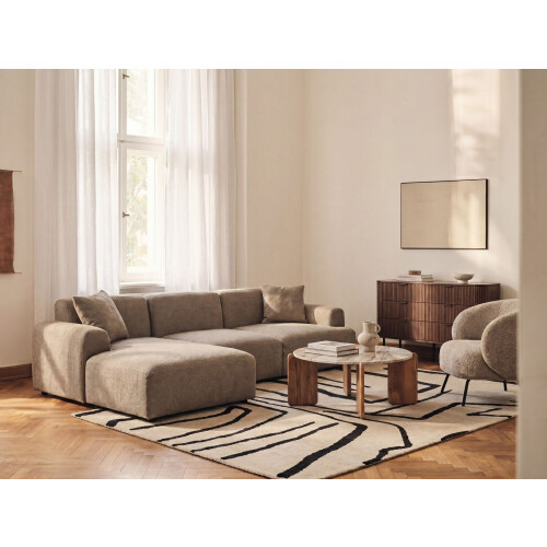 Beliani Modular Corner Sofa 3 Seater HEDE Fabric Brown Right Hand 1
