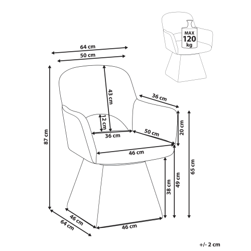 Beliani Dining Chair Swivel VALLBY Fabric Light Grey 2