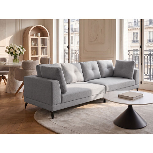 Beliani Sofa 4 Seater YURI Faux Linen Grey 1
