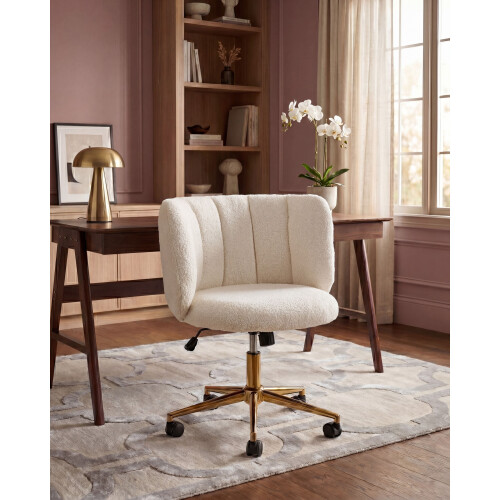 Beliani Desk Chair PELORA Boucle White 1