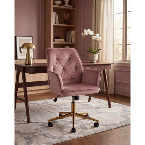 Beliani Desk Chair CELARA Velvet Pink 1