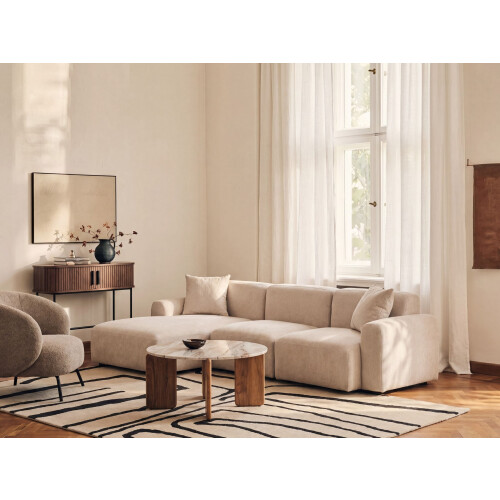 Beliani Modular Corner Sofa 3 Seater HEDE Fabric Light Beige Right Hand 1
