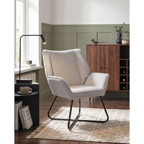 Beliani Armchair GRESSELA Velvet Light Grey 1