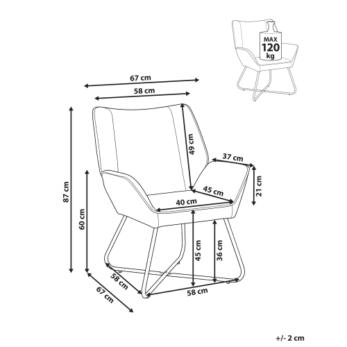 Beliani Armchair GRESSELA Velvet Light Grey 2