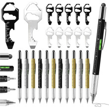 Lot de 24 Stylos Multifonctions 6 en 1 avec Porte-Clés Multifonctions, Petits Cadeaux pour Hommes, Noël, Petits Présents pour Adultes