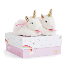 Chaussons pour bébé - NO NAME - Lucie la licorne - Rose et blanc - Hochets intégrés - Touches de glitter or