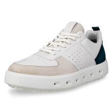 (UK 8-8.5, Gravel/White/Bay Green) Ecco Mens 2026 Street 720 Leather Waterproof Hybrid Spikeless Golf Shoes