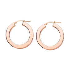 Jewelco London Ladies Rose Gold-Plated Sterling Silver Square Tube Polished Hoop Earrings 32mm 4mm - ER8ROSE