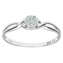 (P) Jewelco London 9ct White Gold Round 10pts Diamond Infinity Engagement Ring - PR0AXL9121W