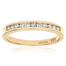 (U) Jewelco London 9ct Yellow Gold Round 1/4ct Diamond 11 Stone Channel Set Eternity Ring 2mm - PR0AXL3626Y