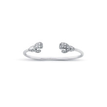 Jewelco London Boys Rhodium Plated Sterling Silver Round Cubic Zirconia Boxing Glove Baby Bangle Bracelet 2.5mm - AKB024