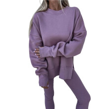 Completo da Donna con Felpa e Leggings, 2 Pezzi, Felpa Oversize, Pantaloni Skinny e Tuta Viola S