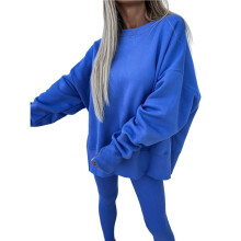 Completo da Donna con Felpa e Leggings, 2 Pezzi, Felpa Oversize, Pantaloni Skinny e Tuta Blu XL