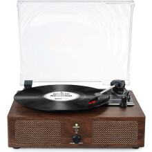 Udreamer Vinyl Player Record Player with Built-in Speakers, Bluetooth Turntable Belt-Driven, Vintage Phonograph with 3 Speeds for Musical