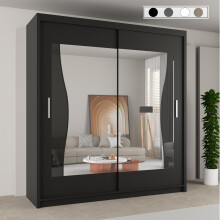 Stylish Sliding Doors Mirrored Wardrobes Black 203cm