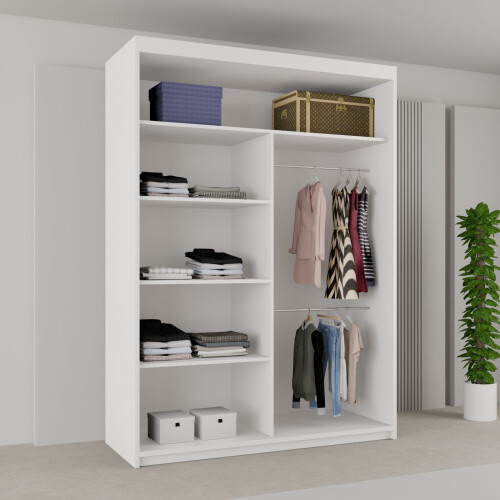 MN Furniture Stylish Sliding Doors Mirrored Wardrobes White 120cm 1