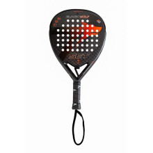 Raquette de padel - SET - Black Wolf - Caoutchouc EVA Premium - Finition rugueuse 3D - Fibre de carbone