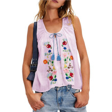 Blusa Cropped Feminina Estilo Babydoll com Amarração Frontal e Estampa Floral, Ideal para Sair À Noite Rosa M