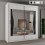 MN Furniture Stylish Sliding Doors Mirrored Wardrobes White 203cm 1