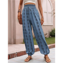 Women'S Harem Pants Hippie Boho Pants High Waist Flowy Yoga Pants with Pockets S