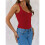 Canotte da Donna con Scollo A U, Modello 2025, Aderenti, Morbide e Basiche Rosso M 3
