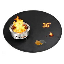 36" Round Fire Pit Mat Double Sided Fireproof Silicone Grill Mat, Heat Resistant, Waterproof & Oil-Proof Deck Protector