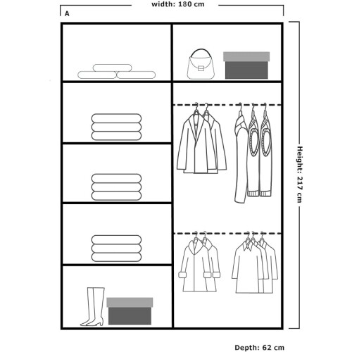 MN Furniture Stylish Sliding Doors Mirrored Wardrobes Grey 180cm 2