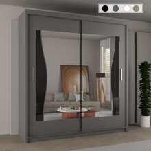 Stylish Sliding Doors Mirrored Wardrobes Grey 203cm