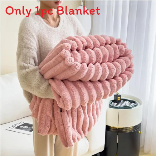 (Pink, 100x150cm) Versatile Fur Soft Solid Color Blanket With Light Luxury Style For Sofas Bedrooms And
