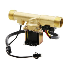 G1/2 Male Port Brass Turbine Flowmeter Water Flow Sensor Hot Spring Equipment Water Control Solenoid Valve 24V