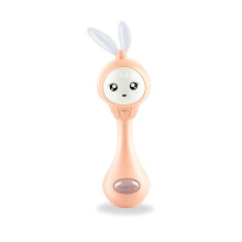 (Orange)Bebê ranger dentes e chocalho musical com luz e aparência de coelho para brincar