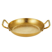 Olla de Acero Inoxidable Martillado, Sartén, Olla Caliente, Ollas Secas, Plato de Pollo Frito con Mariscos, Utensilios de Cocina Planos Coreanos, Oro