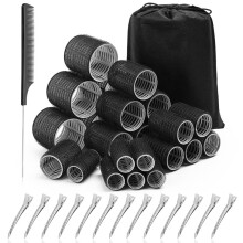 Haarwickler für Föhn-, 38-Teiliges Set Selbstklebender Haarwickler in 4 Größen, 12 Haarspangen, Kamm und Aufbewahrungsbeutel