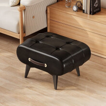 (Black, 35x27x26cm) Shoe Footrest Entryway Changing Stool With Support Frame For Home Decor