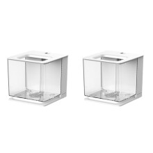 2X Betta Fish Tank Aquarium Fish Tank Easy to Change the Water Acrylic Plastic Self-Cleaning Small Fish Tank(White)