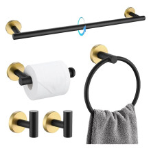 Bathroom Accessory Set 5 Pieces Round Stainless Steel Bath Towel Bar Set 15.75Inch Towel Racks for Bathroom Wall Mounted