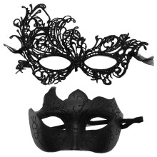 MZinge Masquerade Mask for Couple Men Venetian Mask for Halloween Lace Masque Costume Eyemask Party Prom Ball Mardi Gras (BLACK)