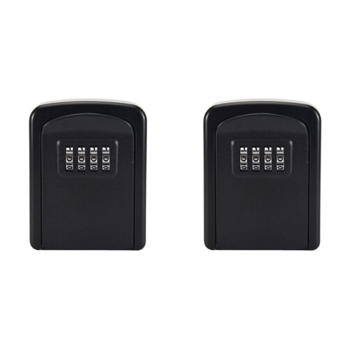2X Key Lock Box Wall Mounted 4 Digit Combination Lock Box for House Key  Security Key Storage Lock Box Black