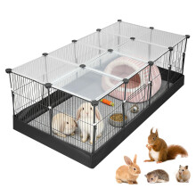 Small Animal Playpen with Waterproof Mat, Rabbit Run Guinea Pig Cage with Top Cover and Door, Indoor Outdoor Pet Enclosure 122x60x40cm