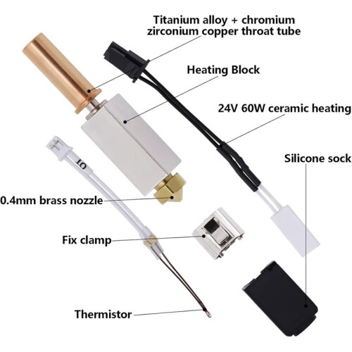 Ceramic Hot End Kit, 24V 60W High-Speed Heating Plate Printing Hot End Component,for  Kobra2 1