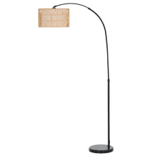 Stehlampe mit Hanfseilschirm, höhenverstellbar, Fußschalter, Schwarz