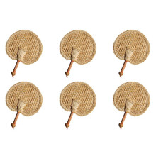 6X Hand-Woven Woven Straw Hand Fan Old Summer Natural Hand Fan Environmentally Friendly Hand-Woven Round Fan