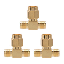 3X SMA Male to Two SMA Female Triple T RF Adapter Connector 3 Way Splitter New