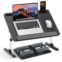 Foldable Bed Desk Laptop Stand, Adjustable Lap Desk Tray with Cushion Support, Portable Laptop Table for Bed Sofa Reading Working and Study
