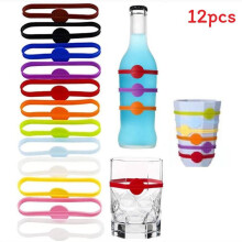 (Ring)Silicone Drink Marker Bands For Cups Bottles Mugs With Colorful Identifiers For Parties Events And