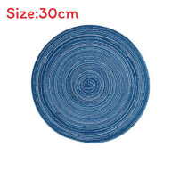 (Blue)Rattan Woven Coasters With Heat Resistant Cotton Placemats For Kitchen Lounge