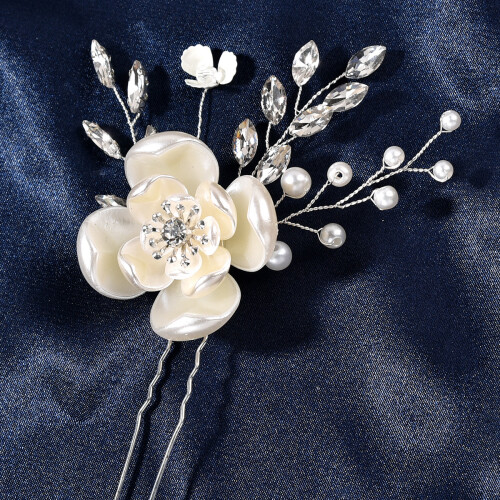 (Silver) Pearl Flower Hairpin Ancient Style 2